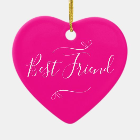Happy Galentine's Day Best Friend Hot Pink Keramik Ornament (Vorne)