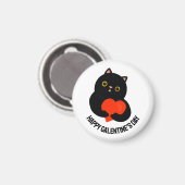 Happy Galentine's Day Black Kitten gibt ein Herz Magnet (Vorderseite/Rückseite)