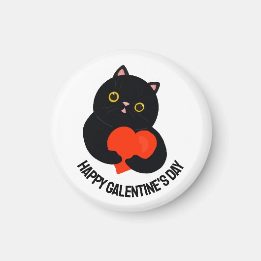 Happy Galentine's Day Black Kitten gibt ein Herz Magnet (Vorne)