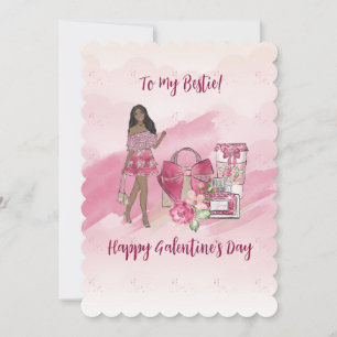 Happy Galentine's Day Black Woman Feiertagskarte