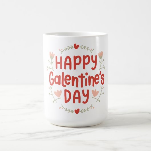 Happy Galentines Day - Blumendesign Kaffeetasse (Mittel)