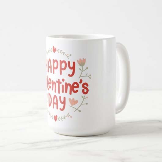 Happy Galentines Day - Blumendesign Kaffeetasse (VorderseiteRechts)