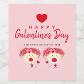 Happy Galentine's Day Blush Pink Red Heart Girls Weinetikett (Einzelnes Label)