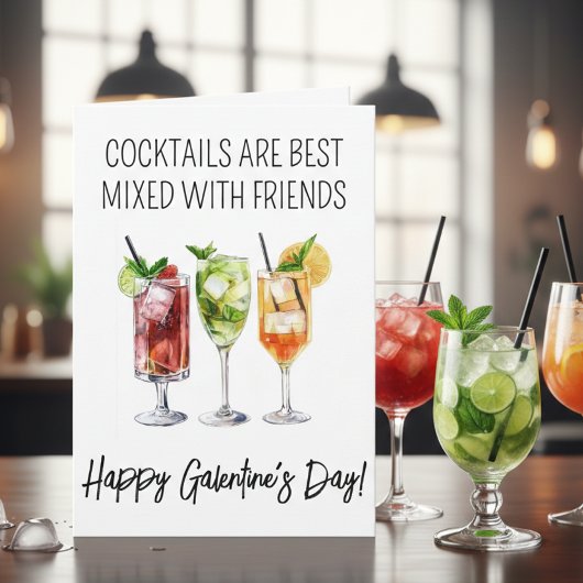 Happy Galentine's Day Cocktail Freunde Karte