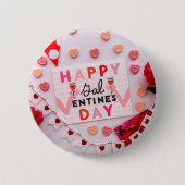 Happy Galentine's Day Food & Spirits Party Button (Vorderseite)