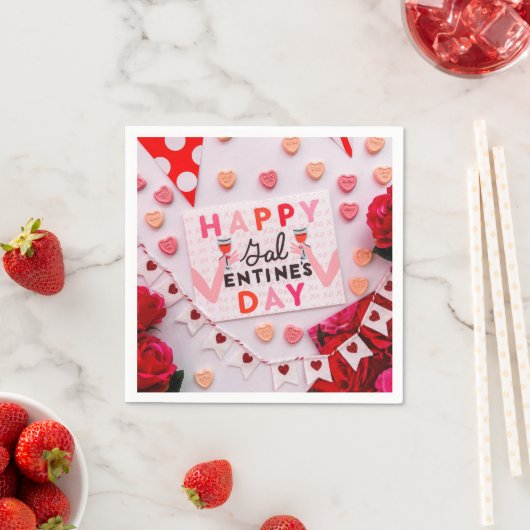 Happy Galentine's Day Food & Spirits Party Serviette (Beispiel)