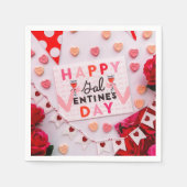 Happy Galentine's Day Food & Spirits Party Serviette (Vorderseite)