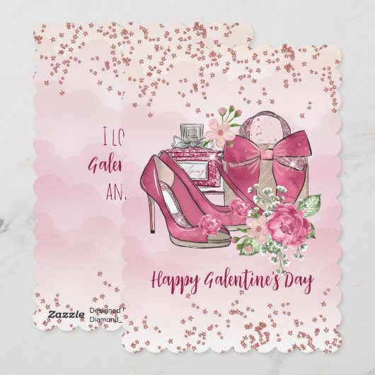Happy Galentine's Day Frauen Designs Feiertagskarte (Vorne/Hinten)