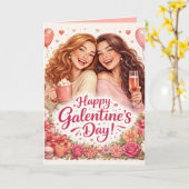 Happy Galentine's Day Greeting Card, Blank Inside Karte (Gelbe Blume)