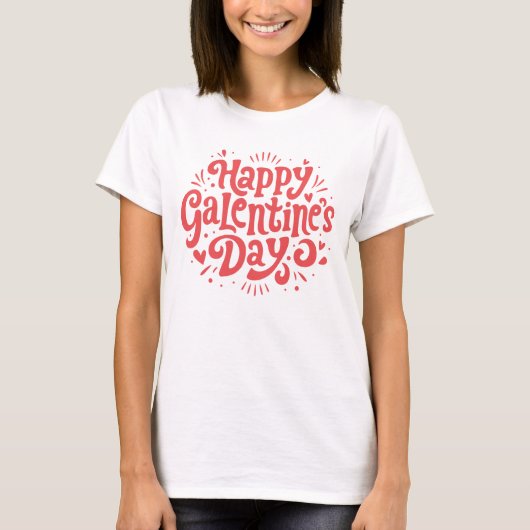 Happy Galentine's Day Groovy Retro 80er T-Shirt (Vorderseite)
