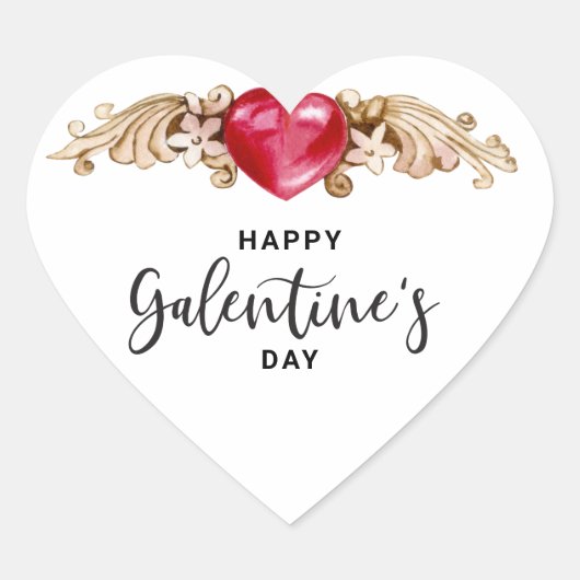 Happy Galentines Day Herz-Aufkleber (Vorderseite)