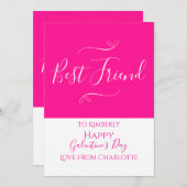 Happy Galentine's Day Hot Pink Feiertagskarte (Vorne/Hinten)