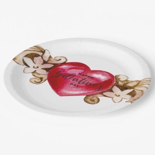 Happy Galentines Day Pappteller (Schrägansicht)