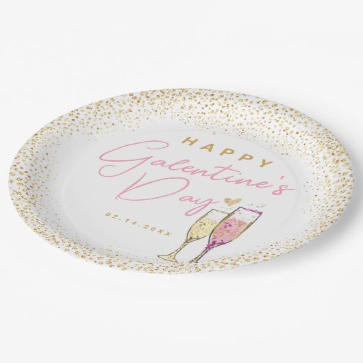 Happy Galentines Day Pappteller (Schrägansicht)