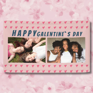 Happy Galentine's Day Pink Heart Friend 2 Foto Banner