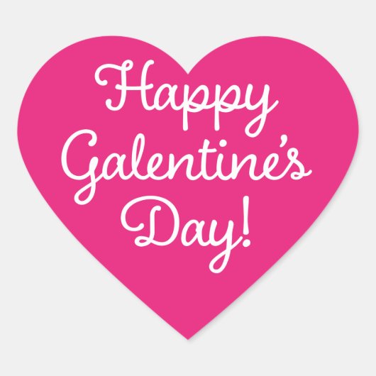 Happy Galentine's Day Pink Heart Sticker (Vorderseite)