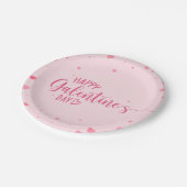 Happy Galentine's Day Pink Hearts Pappteller (Schrägansicht)