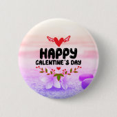 Happy Galentine's Day Red Heart & Wings Party Button (Vorderseite)