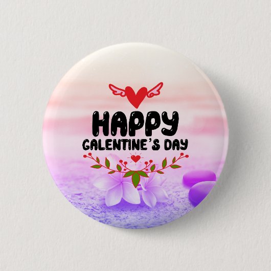 Happy Galentine's Day Red Heart & Wings Party Button (Vorderseite)