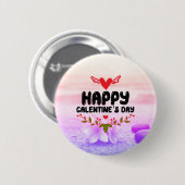 Happy Galentine's Day Red Heart & Wings Party Button (Vorne & Hinten)