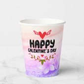Happy Galentine's Day Red Heart & Wings Party Pappbecher (Rückseite)