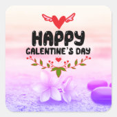 Happy Galentine's Day Red Heart & Wings Party Quadratischer Aufkleber (Vorderseite)
