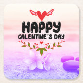 Happy Galentine's Day Red Heart & Wings Party Rechteckiger Pappuntersetzer (Vorderseite)
