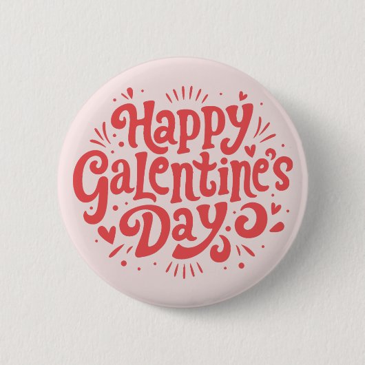 Happy Galentine's Day Retro Groovy 80er Button (Vorderseite)