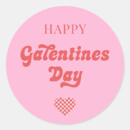 Happy Galentines Day Retro Pink Runder Aufkleber