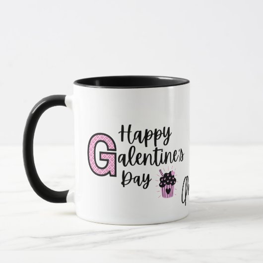 Happy Galentines Day Rosa und Schwarze Tasse (Links)