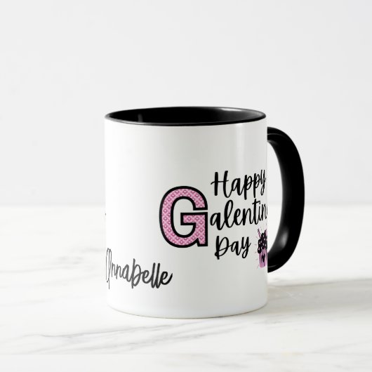 Happy Galentines Day Rosa und Schwarze Tasse (VorderseiteRechts)