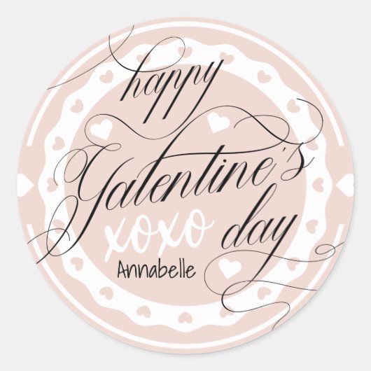 Happy Galentine's Day XOXO Klassischer Rundaufkleb Runder Aufkleber (Vorderseite)