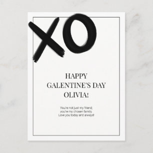Happy Galentine's Day XOXO Schwarz und Weiß Modern Feiertagspostkarte