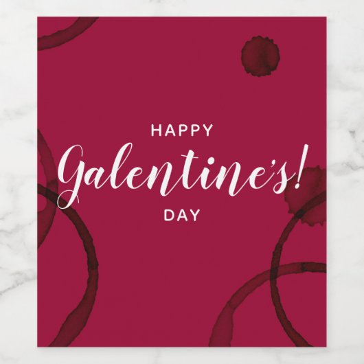 Happy Galentines, Red Wine Stain Label Weinetikett (Einzelnes Label)