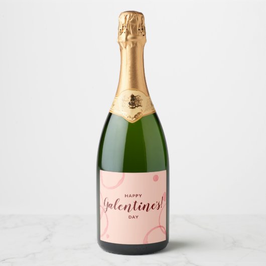 Happy Galentines, rosa Sparkling Champagne Label Schaumweinetikett (Vorderseite)