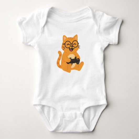 Happy Gamer Cat - Video Game Fun Baby Strampler (Vorderseite)