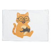 Happy Gamer Cat - Video Game Fun Kissenbezug (Rückseite)