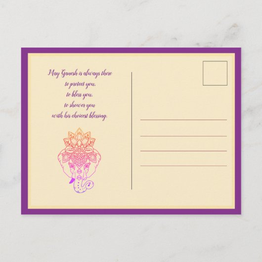 Happy Ganesh Chaturthi, eigener Text, lila Postkar Postkarte (Rückseite)
