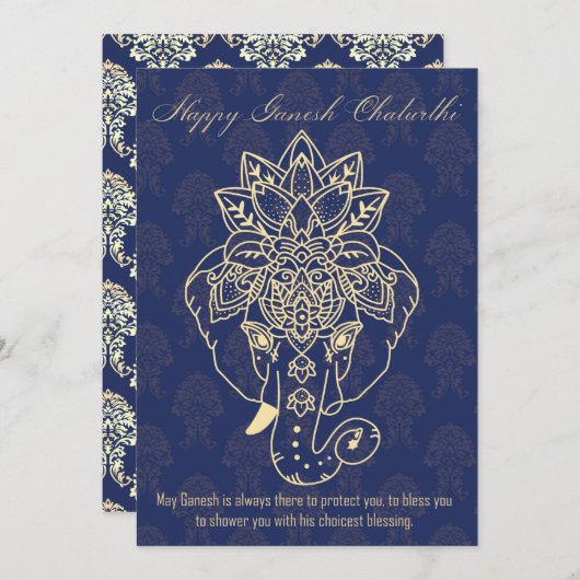 Happy Ganesh Chaturthi, eigener Text, marineblau (Vorne/Hinten)