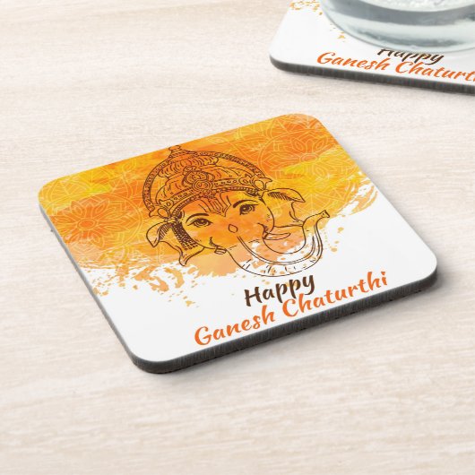 Happy Ganesh Chaturthi Getränkeuntersetzer (Linke Seite)