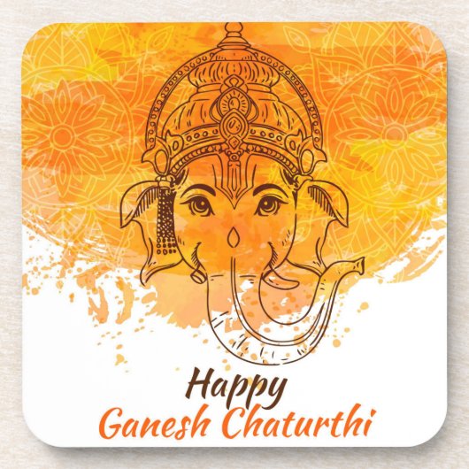 Happy Ganesh Chaturthi Getränkeuntersetzer (Vorderseite)