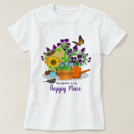 Happy Garden Blume Bird and Butterfly White T-Shirt