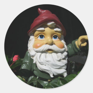 Happy Garden Gnome Runder Aufkleber