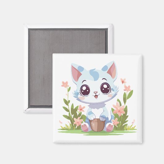 Happy Gardener Cat Magnet (Vorderseite/Rückseite)