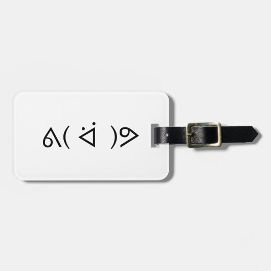 Happy Gary ᕕ( ᐛ )ᕗ Meme Emoticon Emoji Text Art Gepäckanhänger (Vorderseite horizontal)