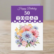 Happy Geburtstag 50 heute Blume lila