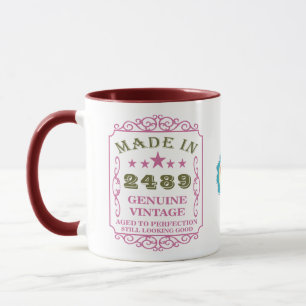 Happy Geburtstag Add Year Name Date Vintag Pink Tasse