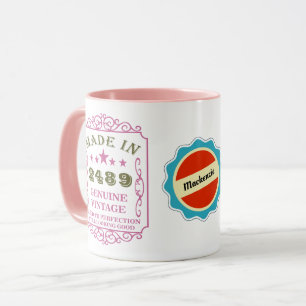 Happy Geburtstag Add Year Name Date Vintag Pink Tasse