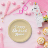 Happy Geburtstag beige individuelle Name Foto Hint Pappteller (Party)