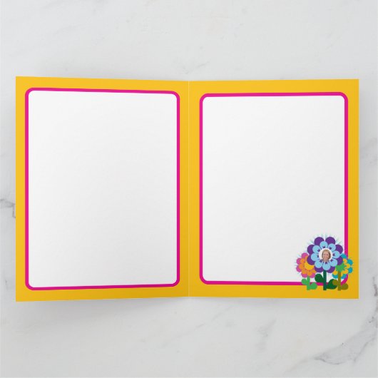 Happy Geburtstag Blume Retro fröhlich Karte (Innenseite)